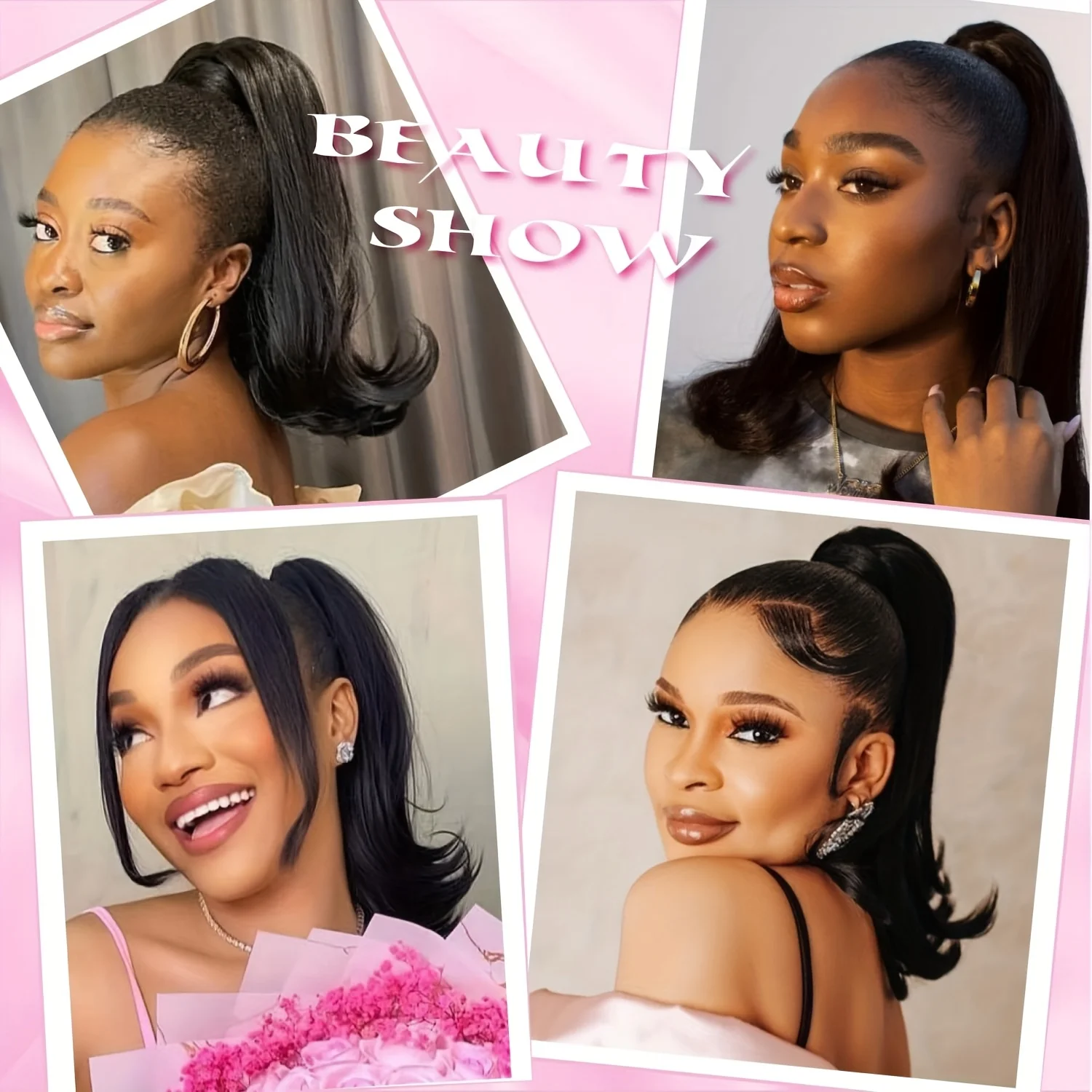 Kinky Straight Drawstring Ponytail Extension for Afro Women Tail Warping Pony Tail Hair Extension Black Ponytail Synthetic