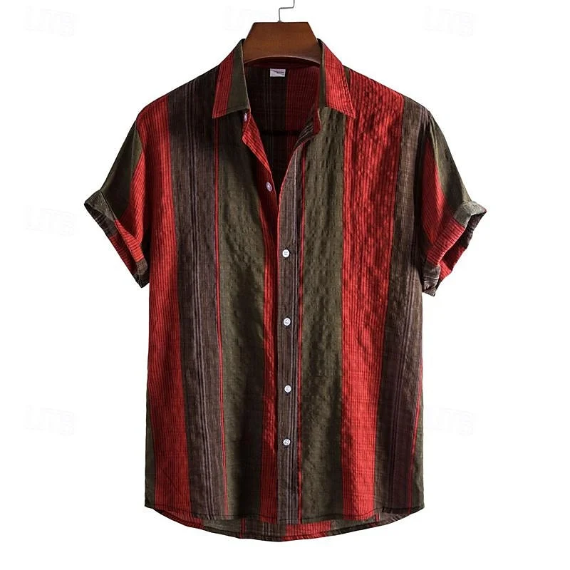 Summer Men's Sex Tops Shirt Soft Comfortable Breathable Casual Slim Fit Soft Smooth Fashion Plaid Tops Men's Linen Shirt 100℅