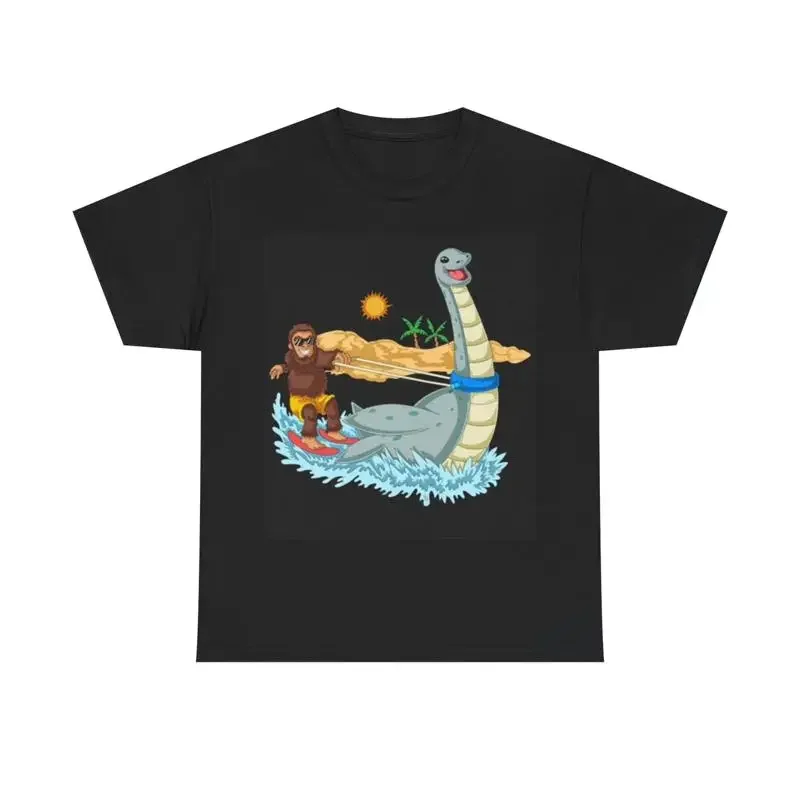 Sasquatch Wake Boarding Monster T Shirt Funny Beach Heavy Cotton