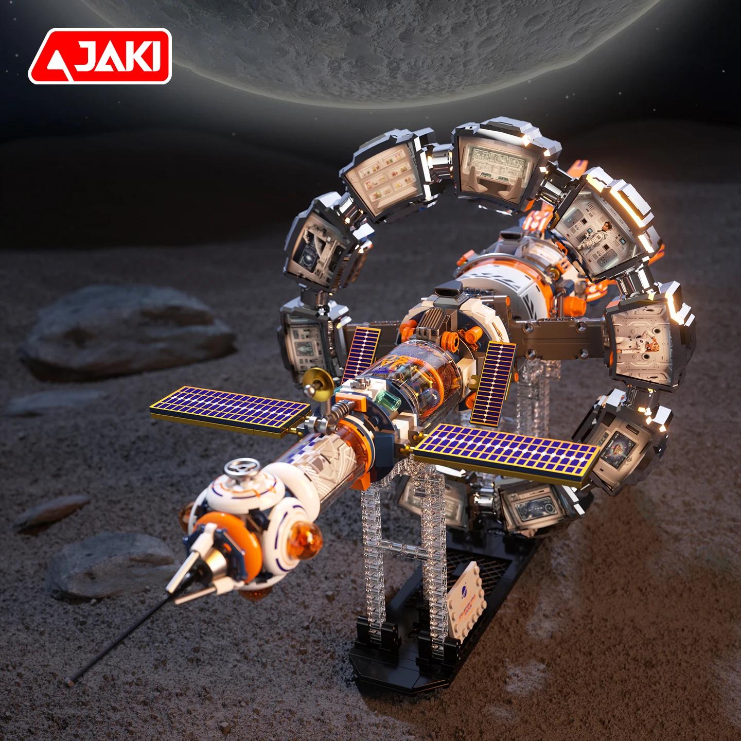 CK028 سلسلة الفضاء الكهربائية الدورية الفجر ستار حلقة محطة الفضاء اللبنات مجموعة نموذج الجمعية لعبة الصبي هدية عيد ميلاد