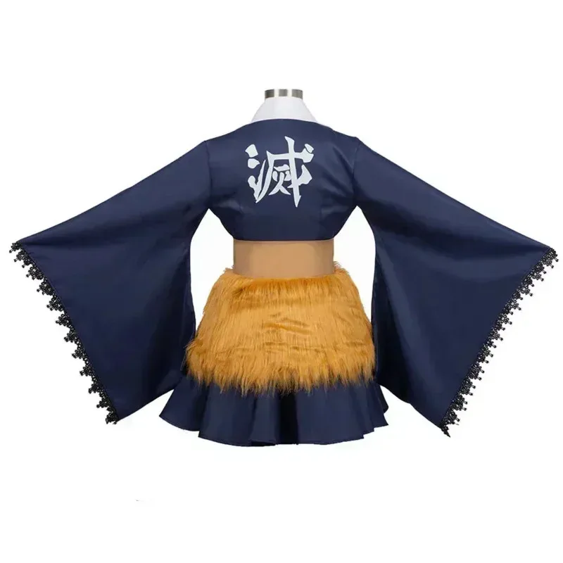 

Demon Slayer Cosplay Hashibira Inosuke Costume Adult Halloween Anime Fancy Top Skirts Dress Clothes Wig Mask Set O4;v'5,f;6.j;8'