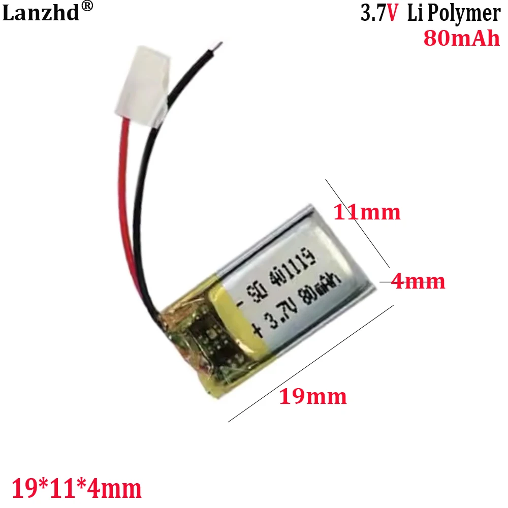 3.7V Polymer Lithium Battery 80mAh 401120 401119 for Remote Control Bluetooth Headset Smart Bracelet Batteries