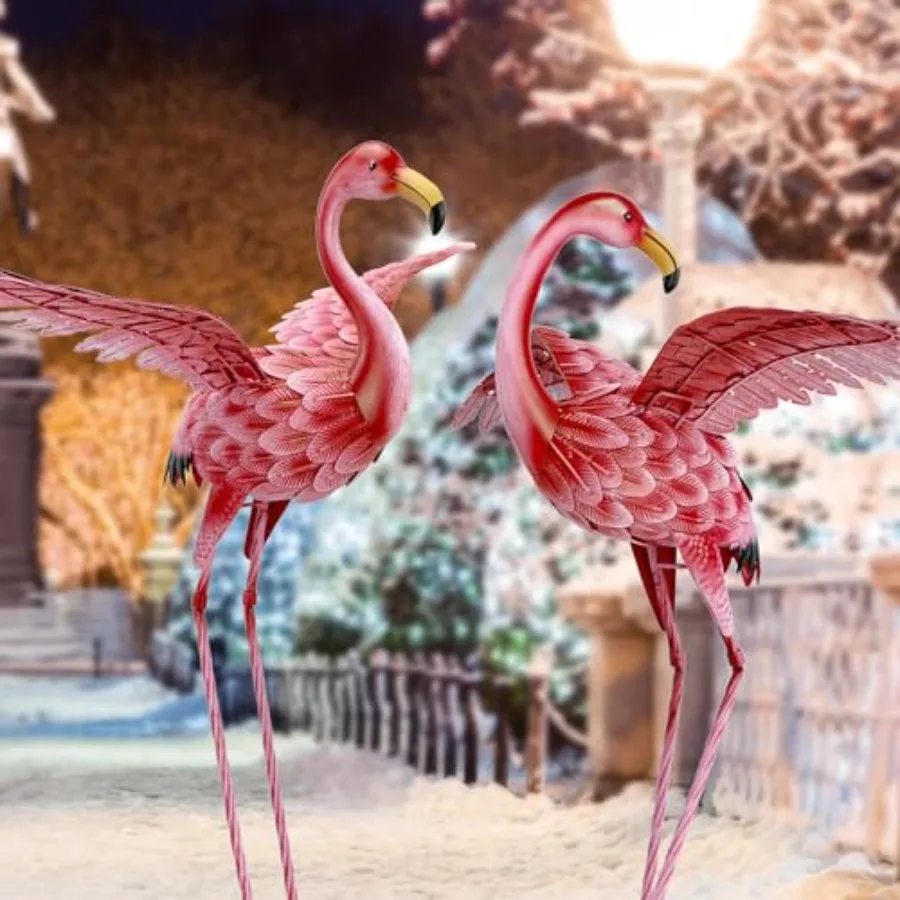 

Pink Flamingo Yard Decorations Tall Birds Garden Statues and Sculptures Metal Lawn Art Ornaments for Outdoor Patio Backyard Set