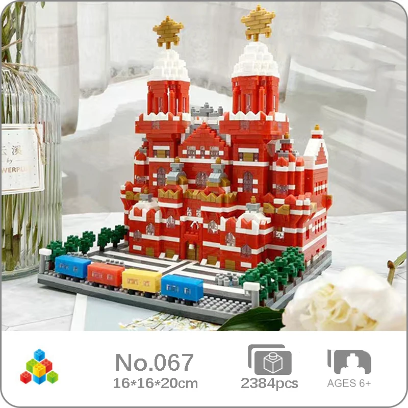 YZ 067 World Architecture Moscow Red Square Palace Museum Church DIY Mini Diamond Blocks Bricks Building Toy For Children No Box