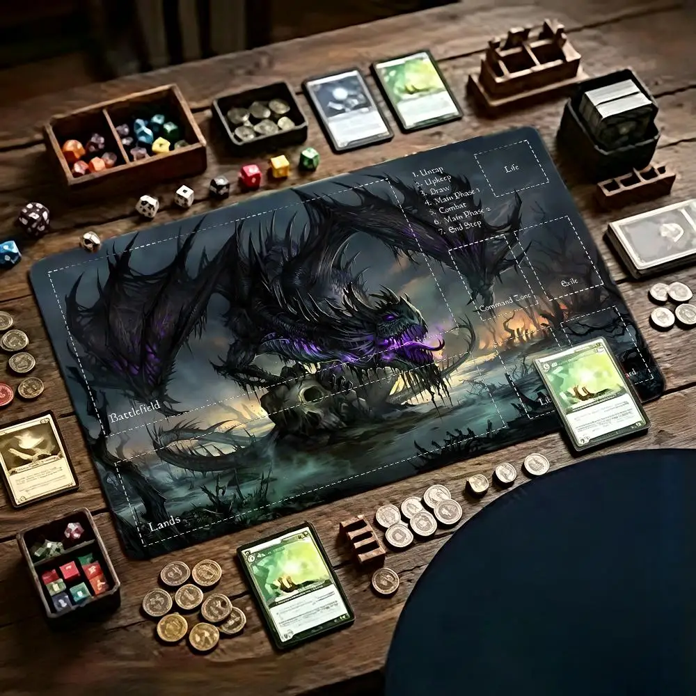 Dark Purple Skeleton Dragon Playmat Magic Card Battle Mat  MousePad Magic Card Battle Mat MTG Anti-Slip Gathering Gaming TCG Mat