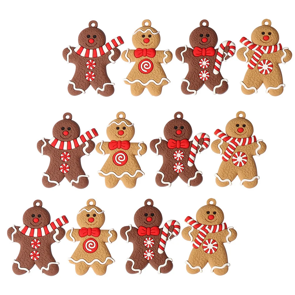

24 pcs Christmas Ornament Pvc Xmas Tree Gingerbread Man Hanging Christmas Tree Hanging Decor Gingerbread Man Decor