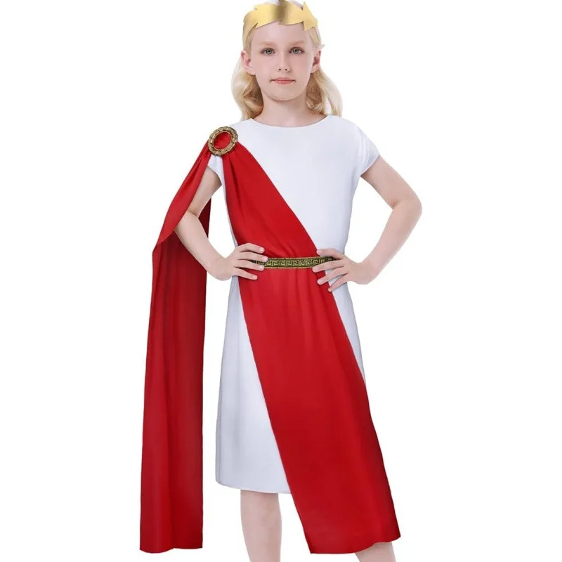 

Boys Girls Ancient Greek Goddess Mythology God Zeus Cosplay Costume Kids Roman Grecian Dress Halloween Cosplay Suit