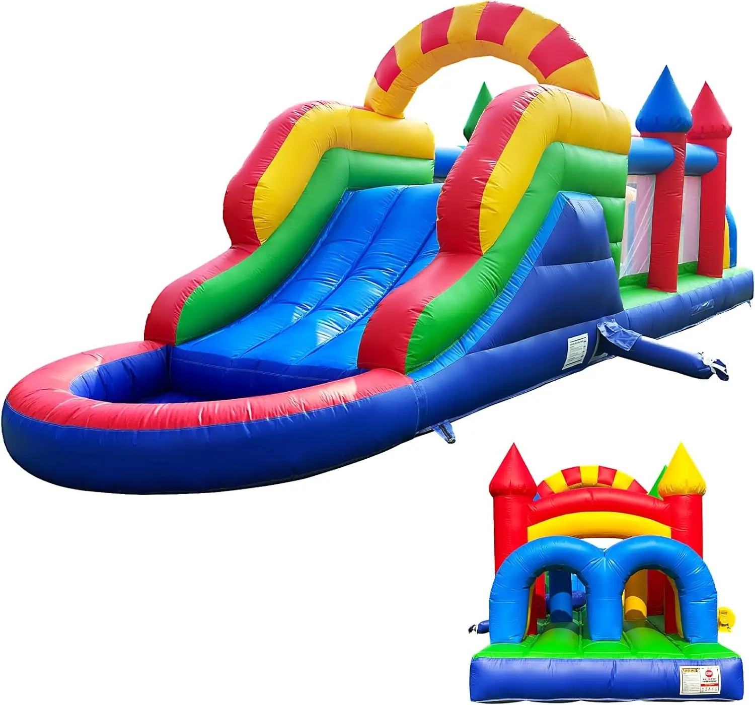 10x4 meters Colorful Inflatable Obstacle Course Castle Bounce House Tunnel  Slide Jumping Bouncer for Home Backyard