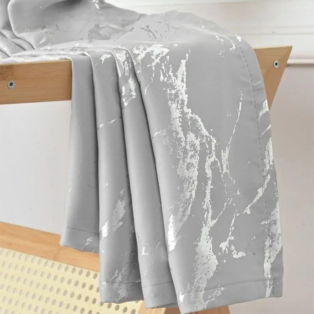 Silver Foil Printed Curtains Thermal Insulated Grommet Top 100% Polyester 1PC