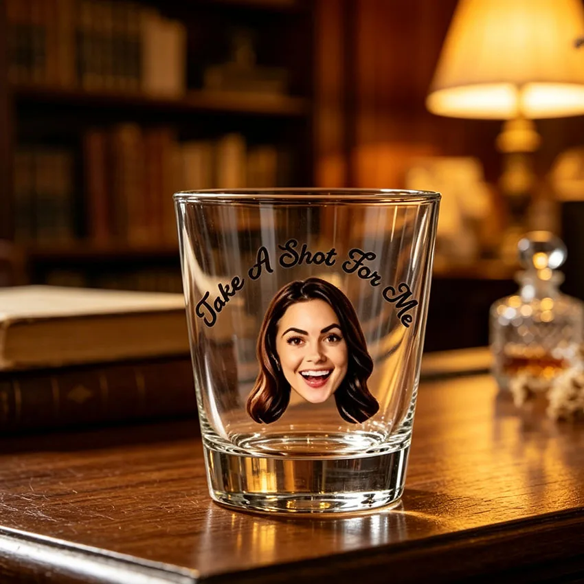 Customized Personalized Liquor Glasses, Small Drinking Glasses That Can Be Customized with a Person's Face and Text. Fun Portrait-Printed Shot Glasses, Quirky and Funny Portrait Designs, Full of Atmosphere. Creative Bi