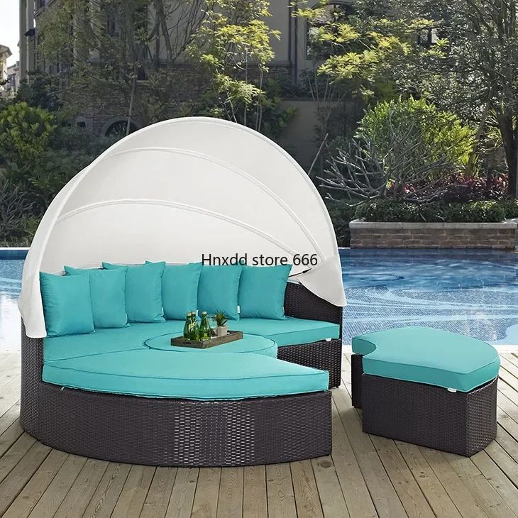 Outdoor courtyard rattan sofa recliner