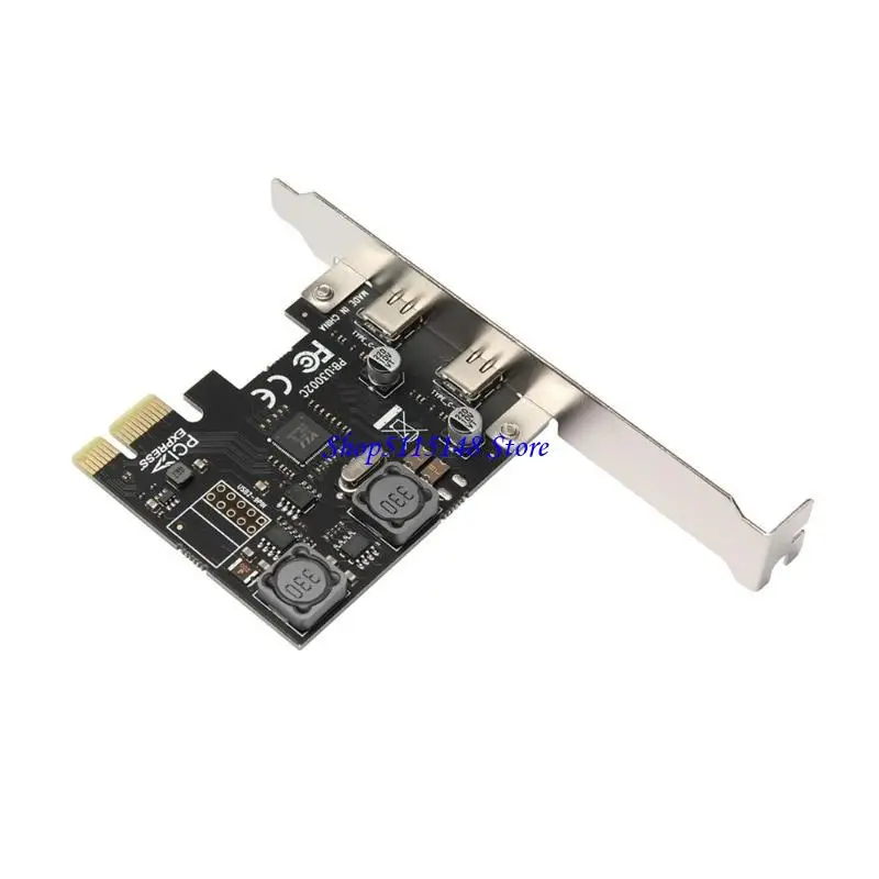 

F3MA 2 Ports TypeC PCIExpress Adapter Card Type-C PCIEx1 Expansion PCIE USB3.1 HUB