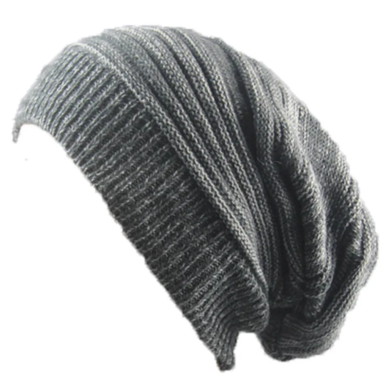 Men and Women Hat Mixed Color Cotton Striped Hip Hop Winter Warm Hat Beanies Knit Long Loose Hat Outdoor Warm Pullover Caps