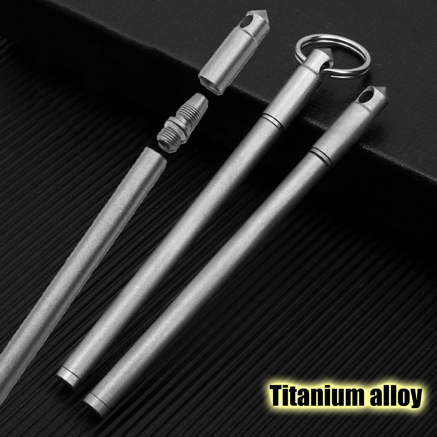 Mini Titanium Portable Signature Pen EDC Portable Keychain Pen Travel Metal Ballpoint Pen Multi-functional Break Windows Tool