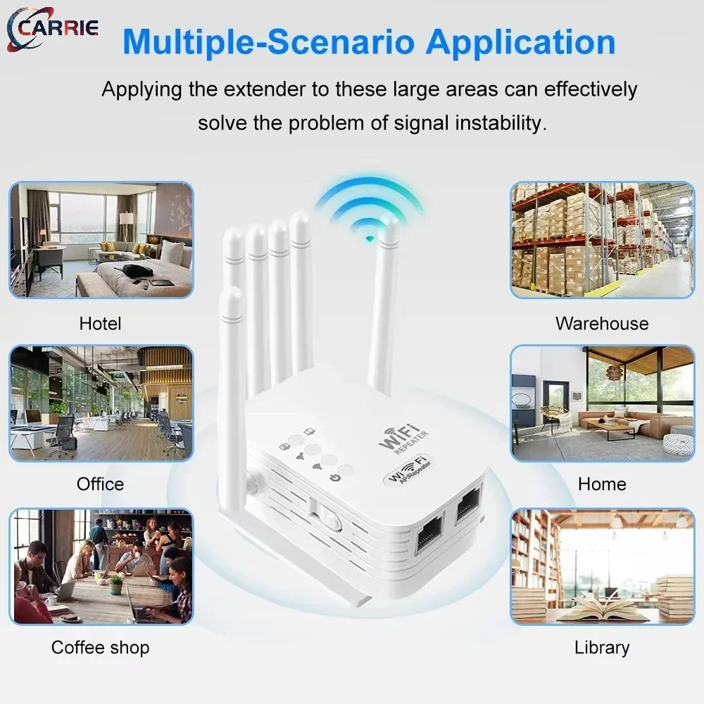 

1200Mbps WiFi Repeater Dual Band Wireless Amplifier 2.4G 5GHz Network Long Range Signal Booster For Home Office Wi-Fi Repeater