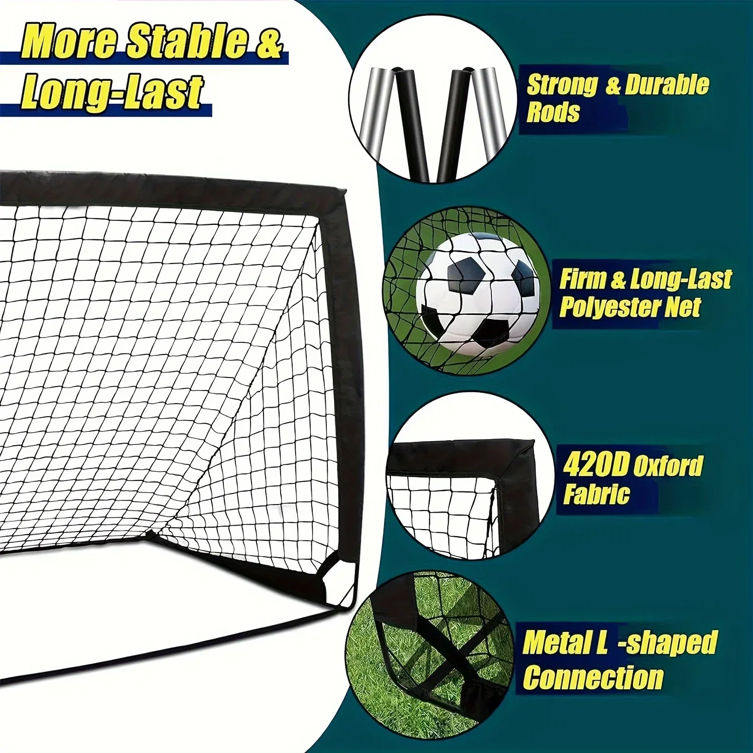 Portable Soccer Goal Net Quick Assembly, Durable Oxford Cloth, Ideal for Training & Outdoor Fun Orange/Black, Soccer Accessories