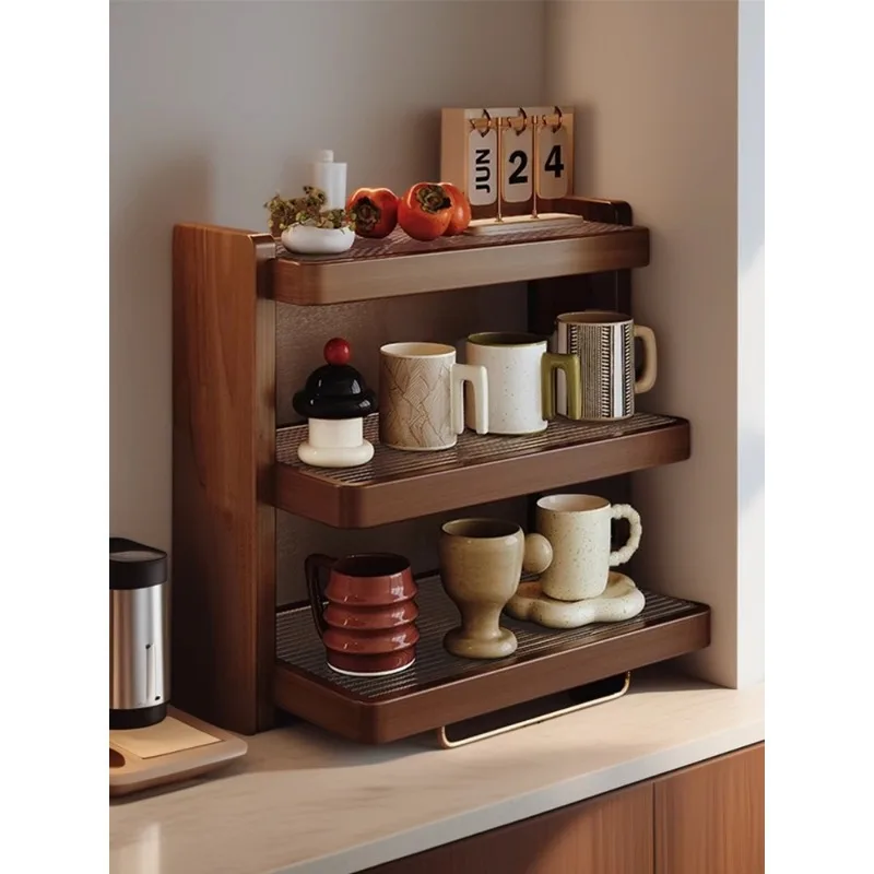 

Solid wood cup holder, desktop cup rack, especially beautiful teacup rack, antique water cup tea set storage rack