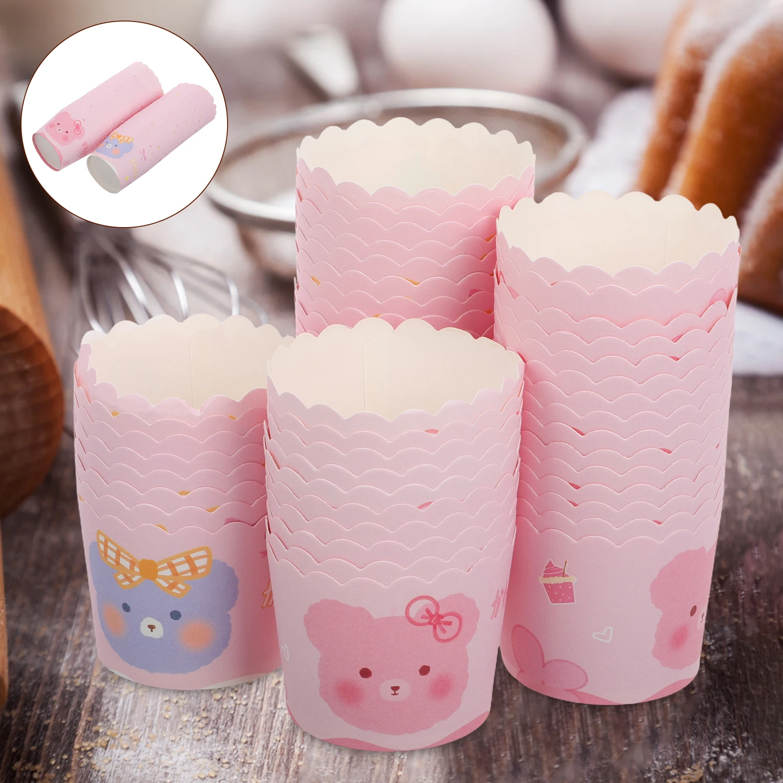 

50pcs Creative Cupcake Wrappers Cartoon Animal Design Paper Baking Cups Mini Muffin Liners Nonstick Oven Safe For Wedding