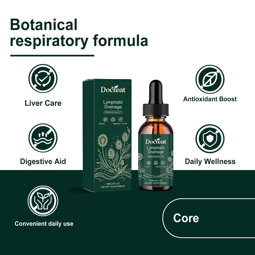 Herbal Liquid Drops Natural Body Care Essence Respiratory Care Drops Organic Formula Wellness Fast Absorption Lung Clean 60ml