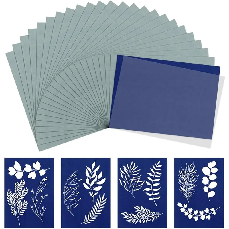 

SOFT-Sun Print Paper With 20 Leaves And Frame, 24 Sheets Activated Cyanotype Paper Kit For Adults