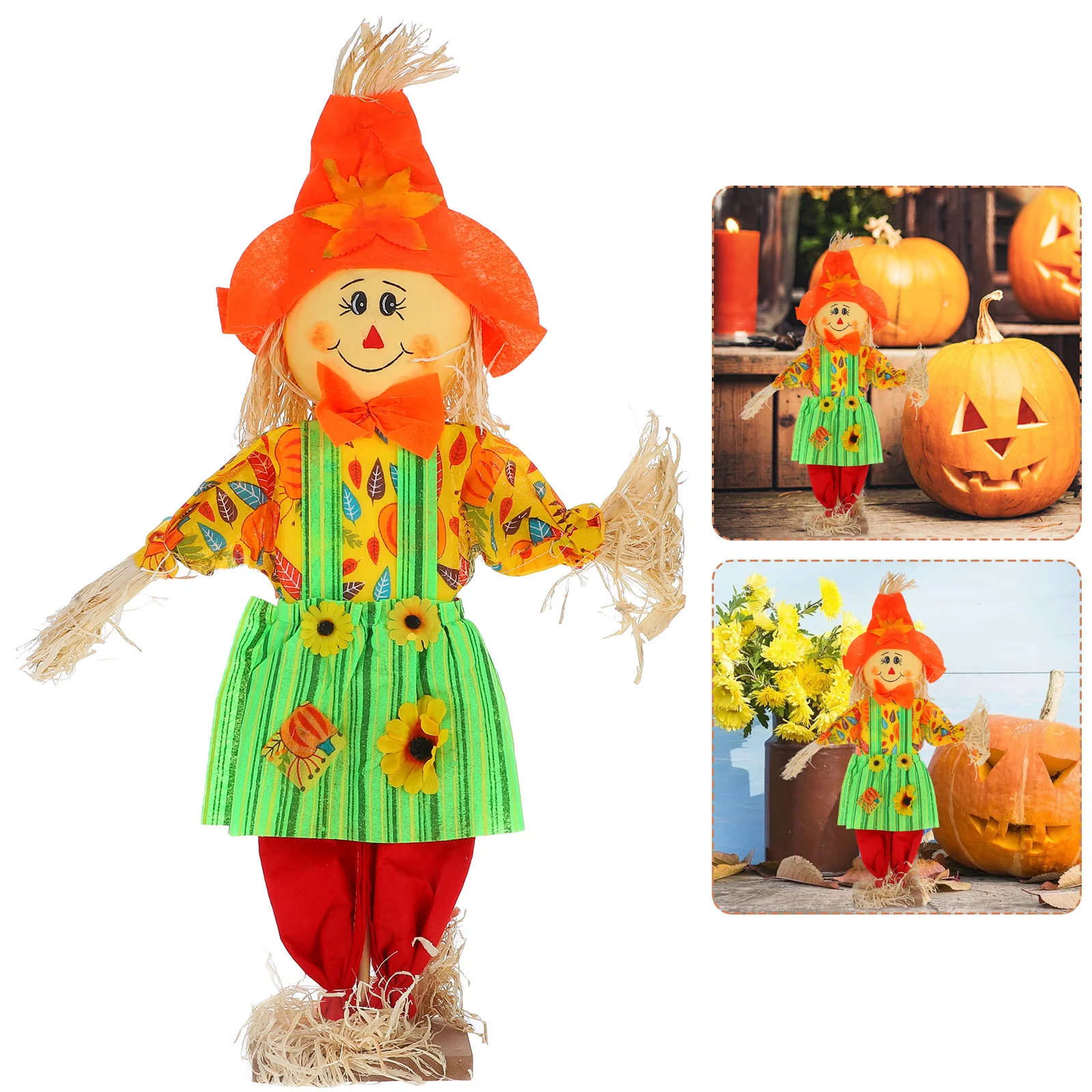 

Farmhouse Style Scarecrow Decorations Outdoor Unique Handmade Fall Yard Stake Porch Garden Enhancement Rustic Charming Standing