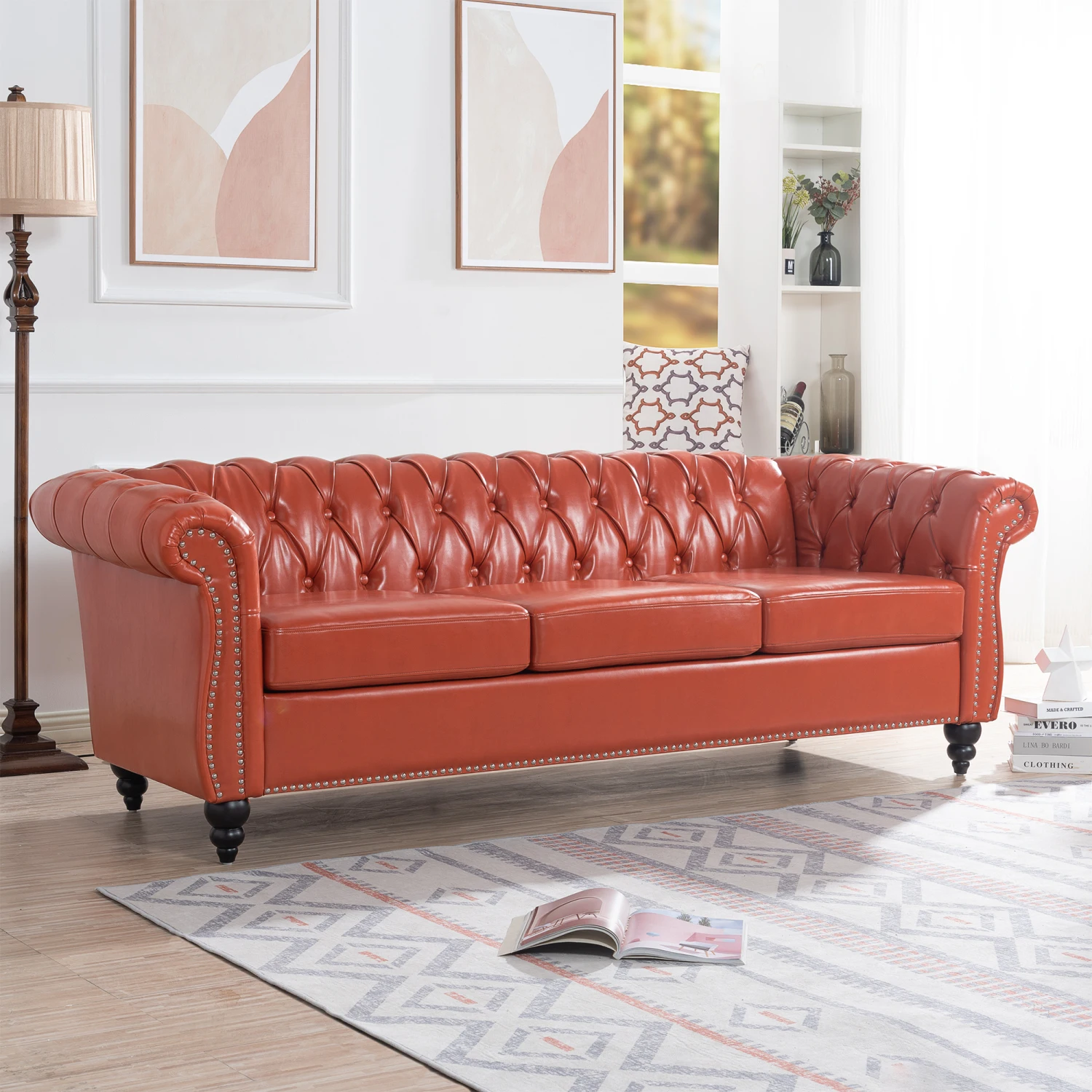 

Chesterfield 3 Seater Sofa - 84.65" Rolled Arm Classic Design