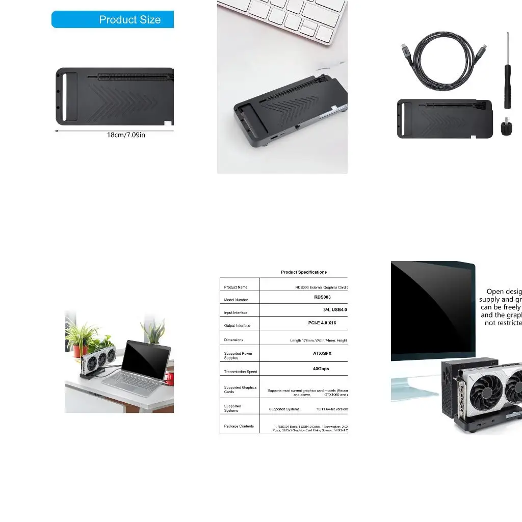 

40Gb USB4.0 Type C External GPU Expansion Dock 40Gbps Compatible For RTX3060 A4WF
