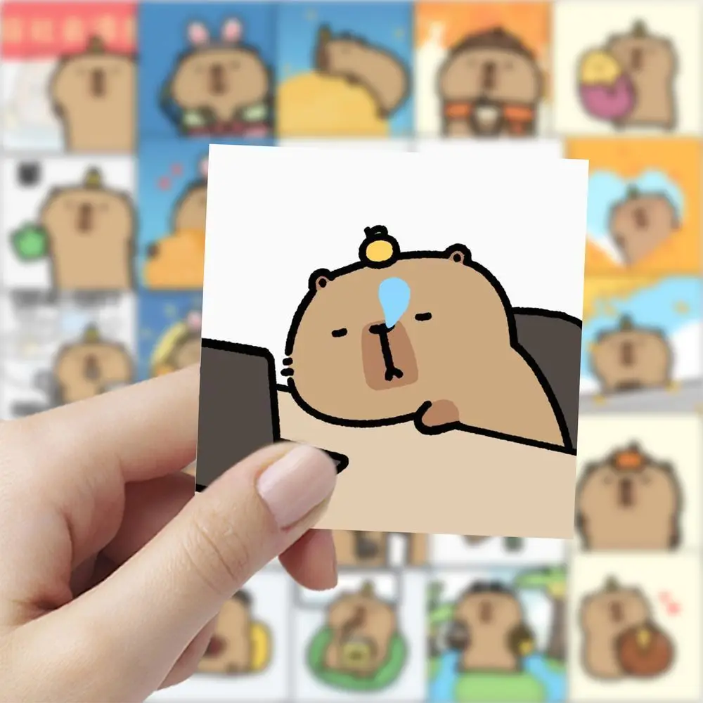 Capybara-Autocollants décoratifs de dessin animé, étiquettes mignonnes, matériel ulin ger, 10, 30, 50 pièces