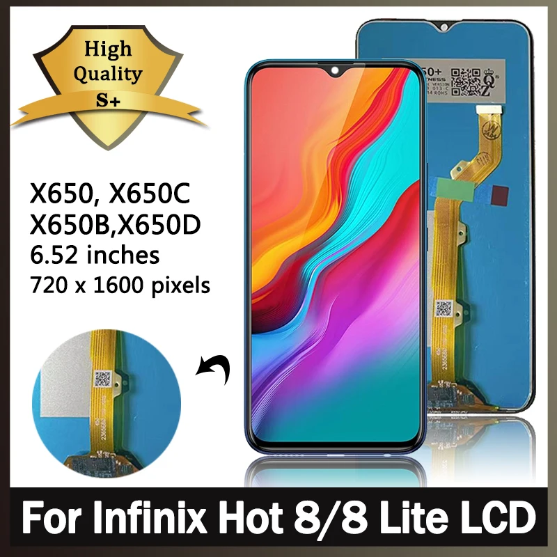 6.52 dla Infinix Hot 8 LCD X650 X650C X650B wyświetlacz montaż digitizera ekranu dotykowego zamiennik dla Infinix Hot 8 Hot8 Lite LCD