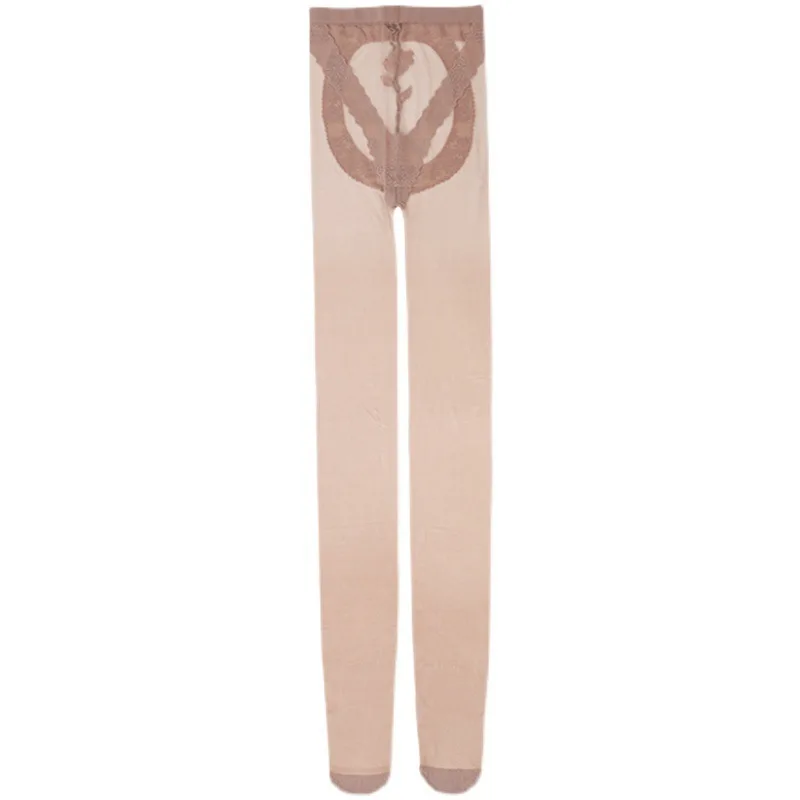 Patterned Pantyhose Ultra-thin Invisible Fully Transparent One-line Crotch Sexy Buttocks Tights Toe Jacquard Nude Color