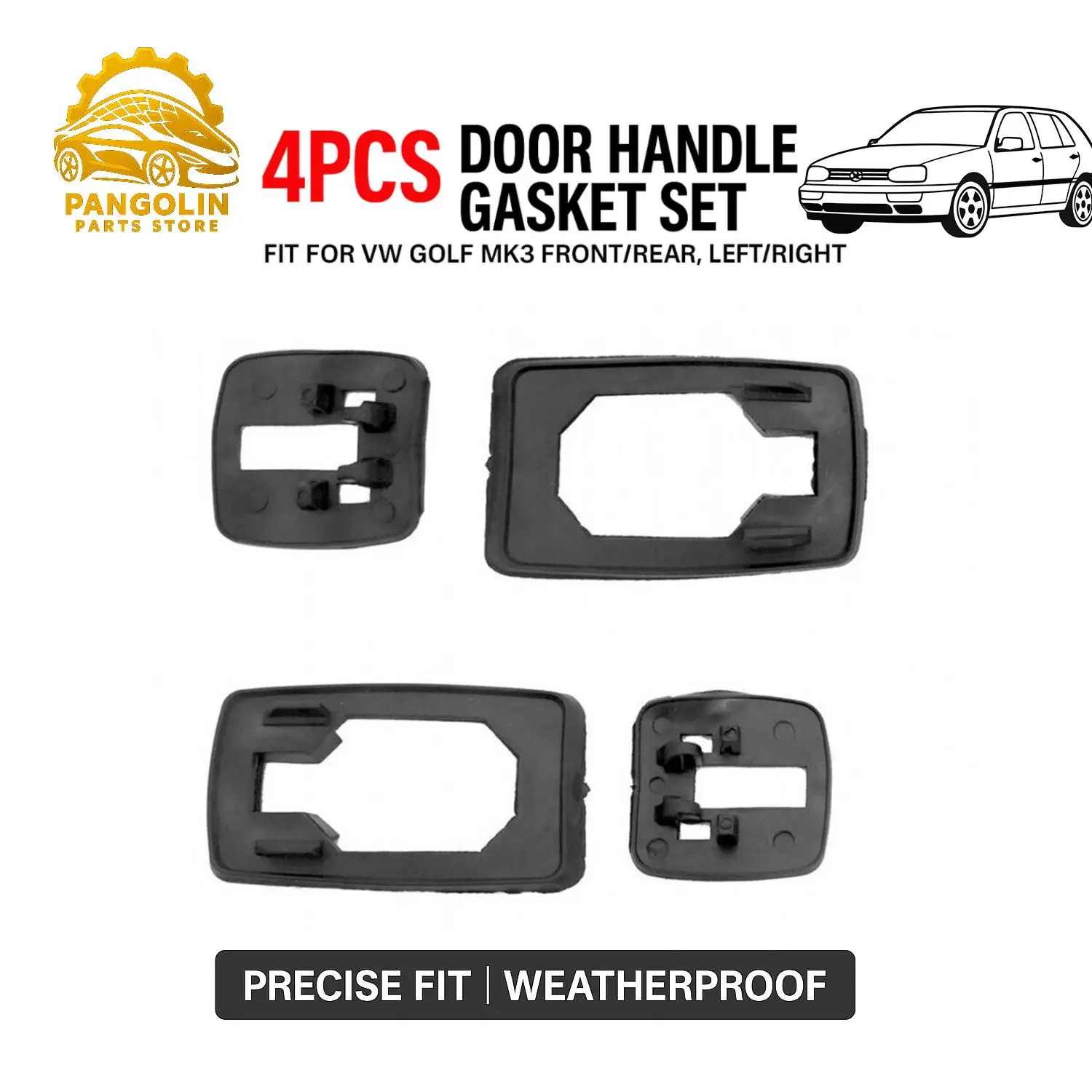 4PCS High-Quality  Door Handle Gasket Set for VW Golf MK3 Front Rear Left Right Weatherproof Rubber SealsReplacement Kit