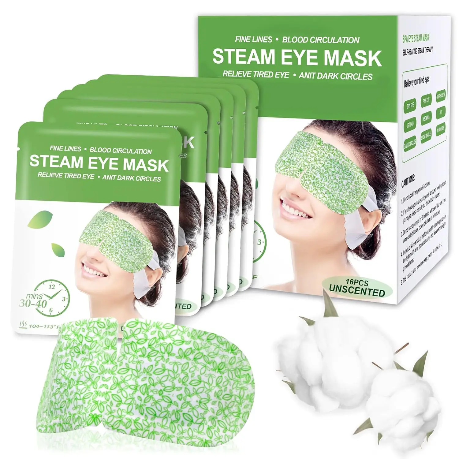 

16 Packs Self-Heating Steam Eye Masks for Dry Eyes, Fatigue Relief, Travel Essentials, Unscented