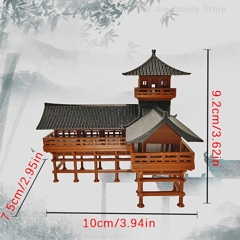 Chinese Belvedere Statue Ancient Building Model Japanese Pavilion Decorations Miniature Zen Garden Aquarium Bonsai Ornaments