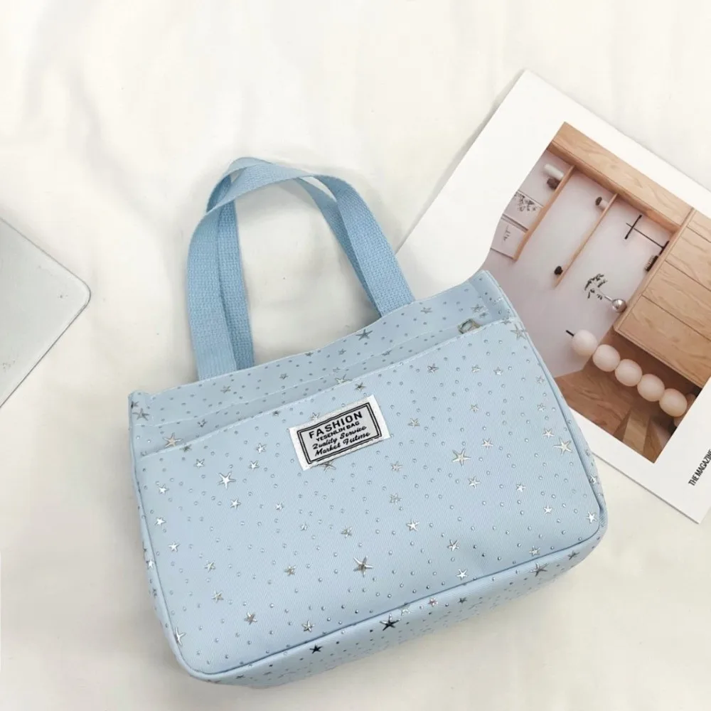 Durable Large Capacity Lunch Bag Thickened Shining Stars Women Handbag Casual Portable Commute Bag Picnic
