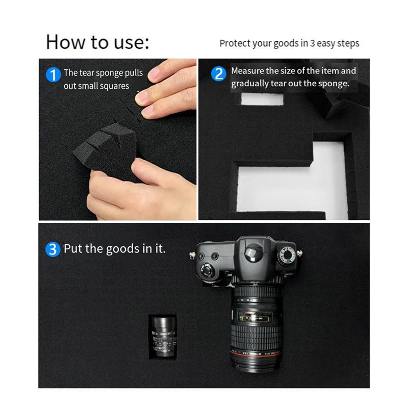 ABRB-2PCS Pick Apart Schiuma per cassetta degli attrezzi Inserto in schiuma pretagliata Schiume ombre ad alta densità 350X250x40mm