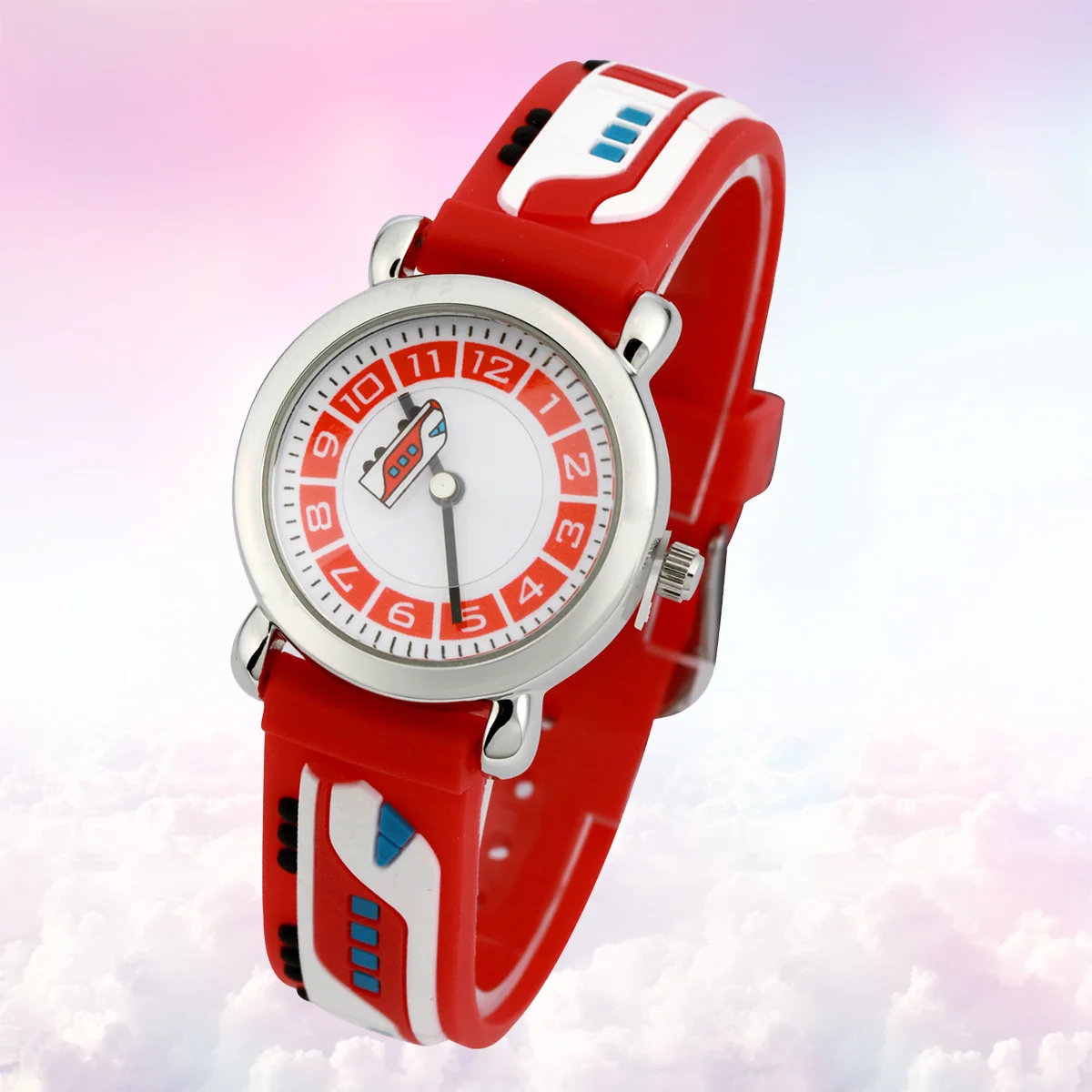 

1Pcs Waterproof Kids Watch Creative Cartoon Wristwatch Red Silicone Band Durable Quartz Movement Suitable for Kids
