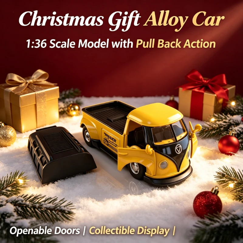 2026New 1:36 Retro Bus Alloy Car Model, Diecast Pull Back Vehicle, Openable Doors & Removable Compartments, Vintage Replica For