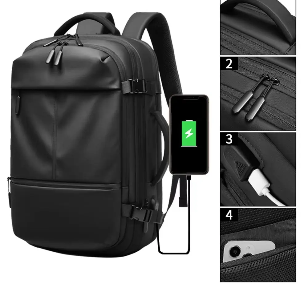 

Рюкзак для путешествий, мужской деловой рюкзак, школьная расширяемая USB-сумка, большой вместительный водонепроницаемый рюкзак для ноутбука, модный mochaila