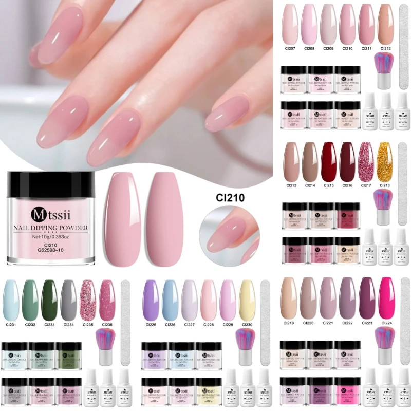 

11pcs/set Nail Dipping Powder Natural Dry No Lamp Cure DIY Nail Art Decoration Nude Pink Red Glitter Long Lasting Nail Supplies