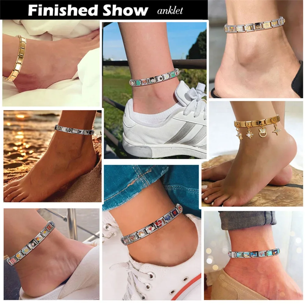 Fashion Heart Star Flowers Animals Italian Charm Links Stainless Steel Fit 9mm Bracelet Jewelry DIY Making Gifts Wholesale