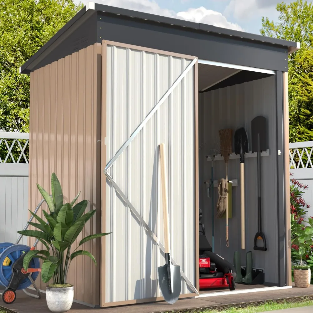 

5' x 3' Outdoor Metal Storage Shed, Steel Garden Shed with Single Lockable Door, Tool Storage Shed for Backyard, Patio, Lawn