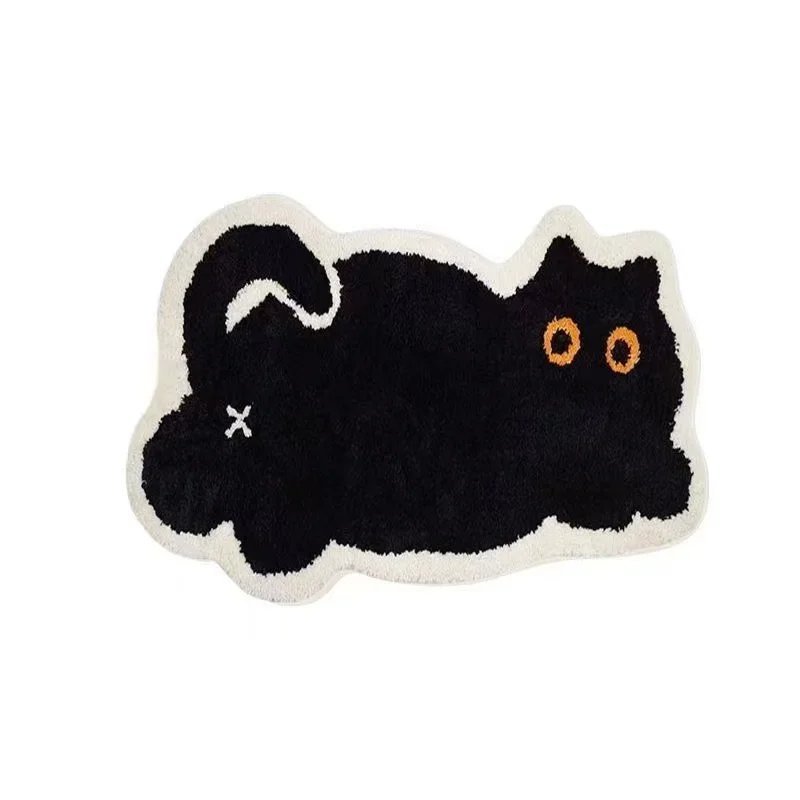 Cute Black Cat Imitation Cashmere Carpet Home Bedroom Bedside Blanket Door Mat Cartoon Ins Living Room Coffee Table Mat