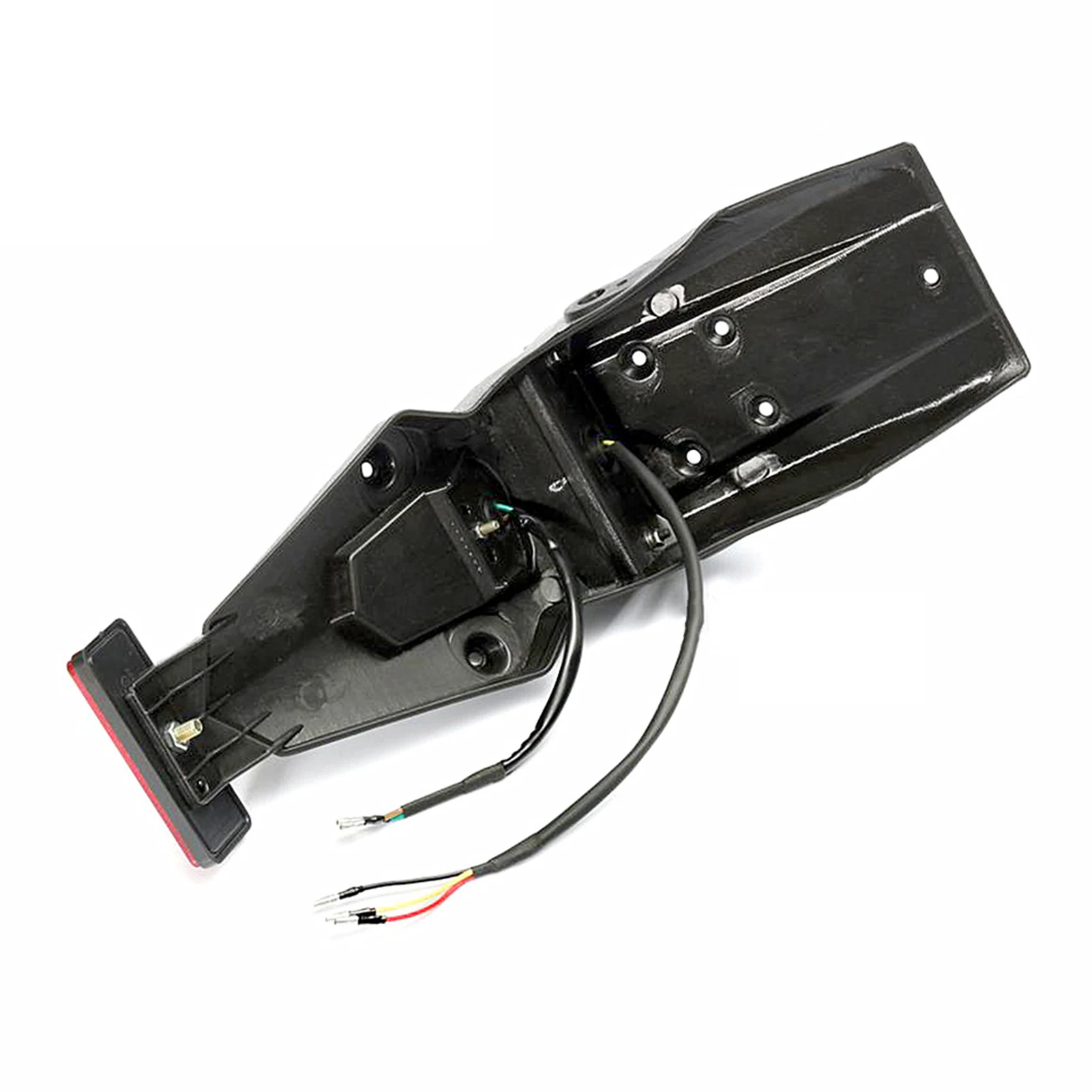 Luz trasera de guardabarros de motocicleta 12V 3W Lámpara de freno LED roja Luz de matrícula ABS negro y rojo para moto de cross todoterreno, 1