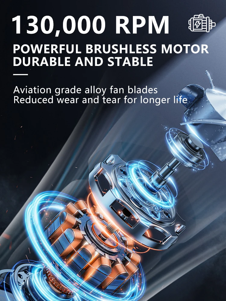 2025 New 130,000 Rpm Blower Handheld Turbo Violent Fan Electric Air Dust Collector Adjustable Wind Speed Portable High Speed Fan