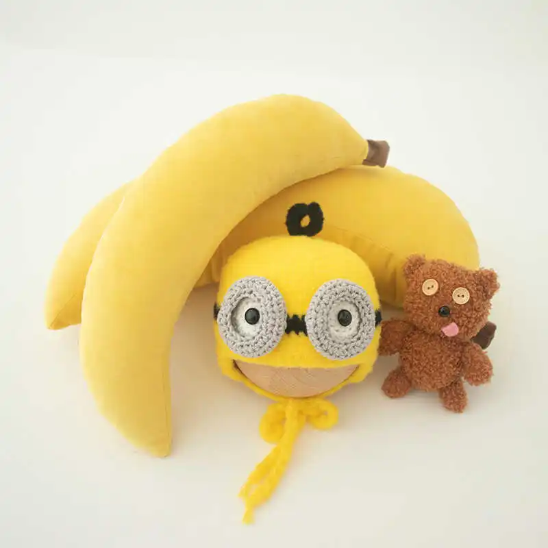 Cartoon Minions Set Strap Pants Doll Hat Combination Baby Studio Clothing Photography Newborn Props disfraz bebes  아기 코스프레