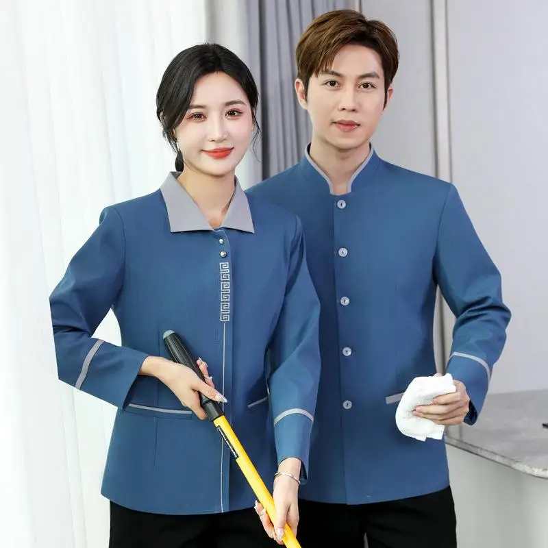 Women's Cleaning Work Uniforms Housekeeper Reception Uniform Customized Personalized Printed Logo Waiter Clothes Wokers Shirts