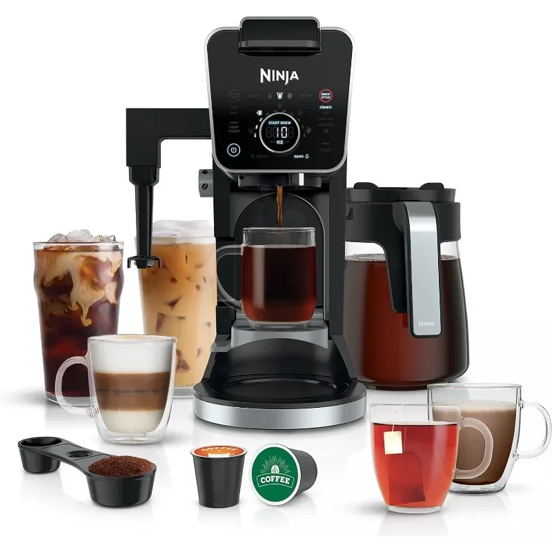 Ninja CFP301 DualBrew Pro Specialty 12-Cup Coffee Maker with Glass Carafe, Single-Serve, Grounds, compatible with K-Cup pods