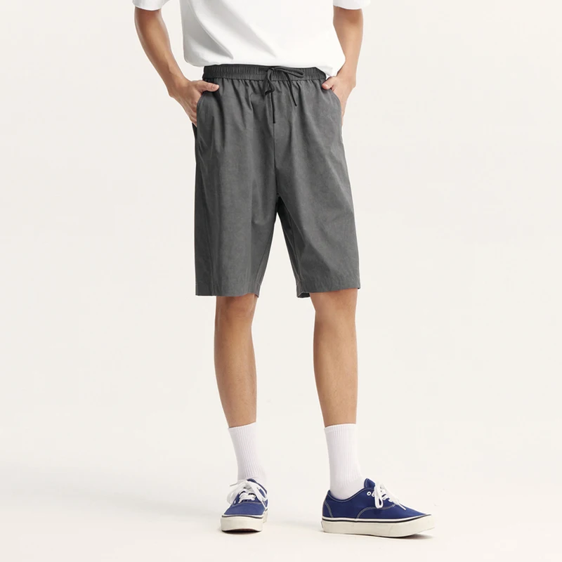 Semir Casual Mid-Length Pants Men 2024 Summer New Solid Color Simple Straight Shorts With Drawstring High-Quality Textured Feel