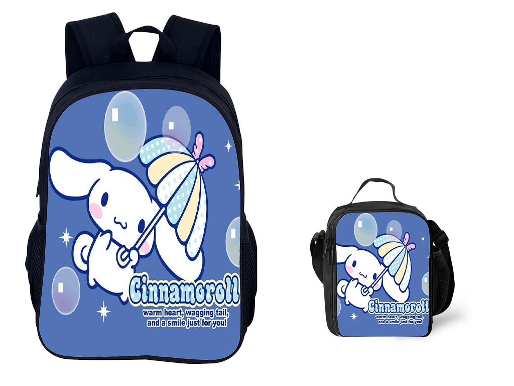 

Cinnamoroll Cartoon Backpack+Insulating Cooler Bag 2 Pcs Set,Boy Girl Lunch Bag Kids 2 in Shcoolbag