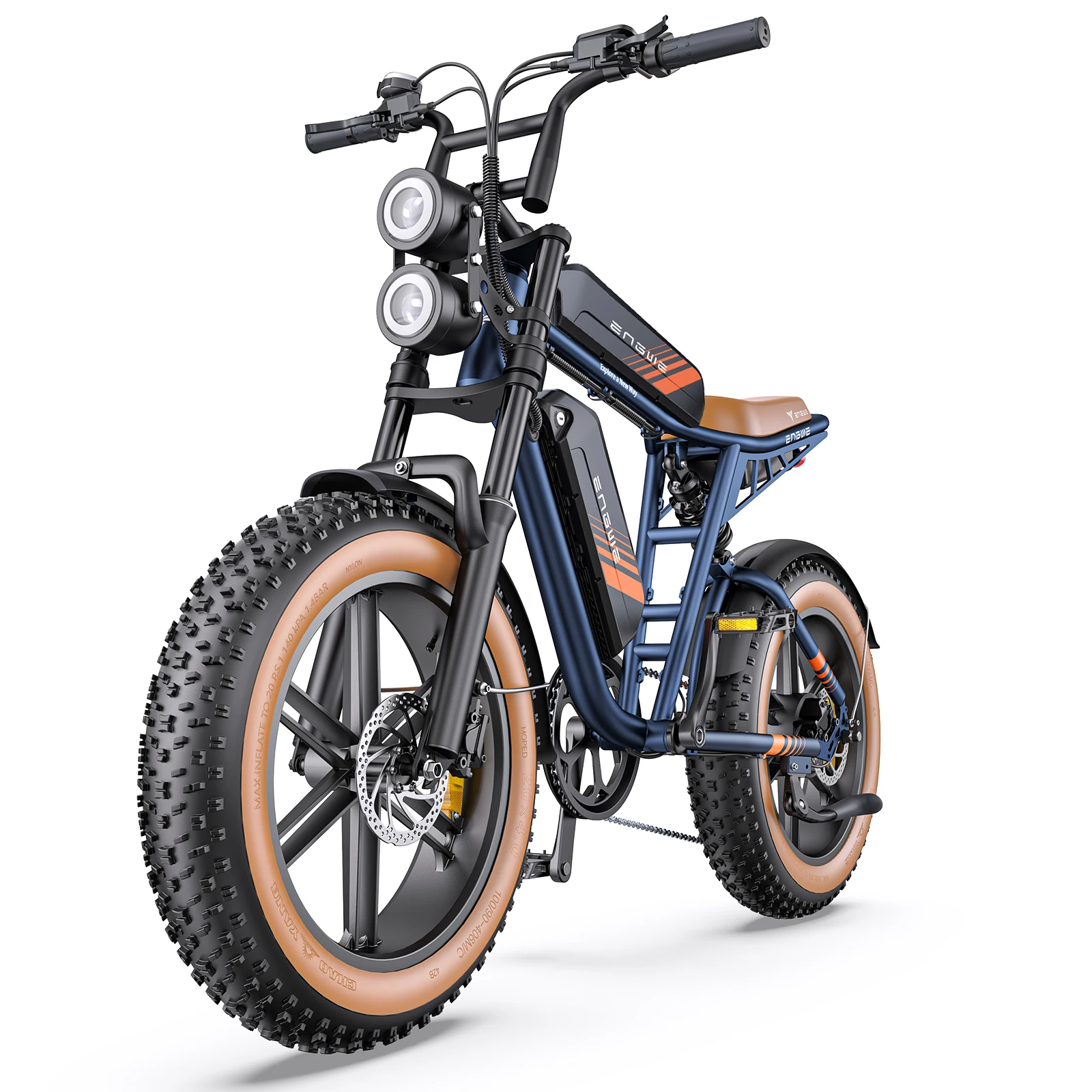 Engwe M20 2.0 Ebike 1200W 52V31.2Ah Dual Battery Dual Suspension 20*4.0 Inch Tire Electric Bicycle Mountain Dirt Electric Bike